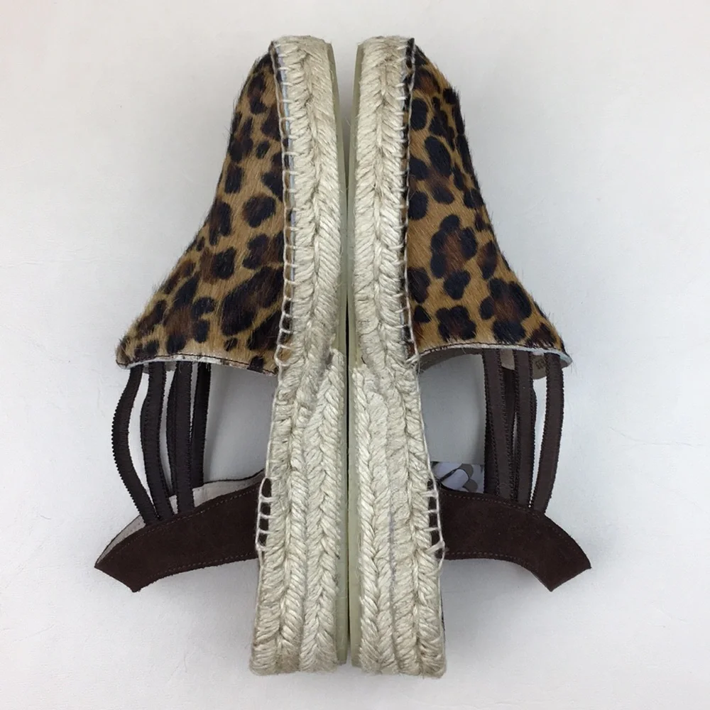 Picon Leopard Leather Handmade Espadrilles NWT